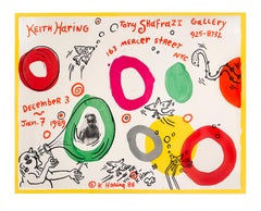 Vintage Keith Haring Drawing 1988 (Keith Haring Tony Shafrazi Gallery exhibition poster)