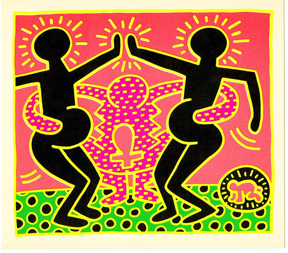 Keith Haring Fertility 1983:
A complete set of five 1983 Keith Haring Tony Shafrazi promotional cards published to promote Keith Haring's “The Fertility Suite” screen-prints; with each card mirroring the larger screen print versions of same. Looks