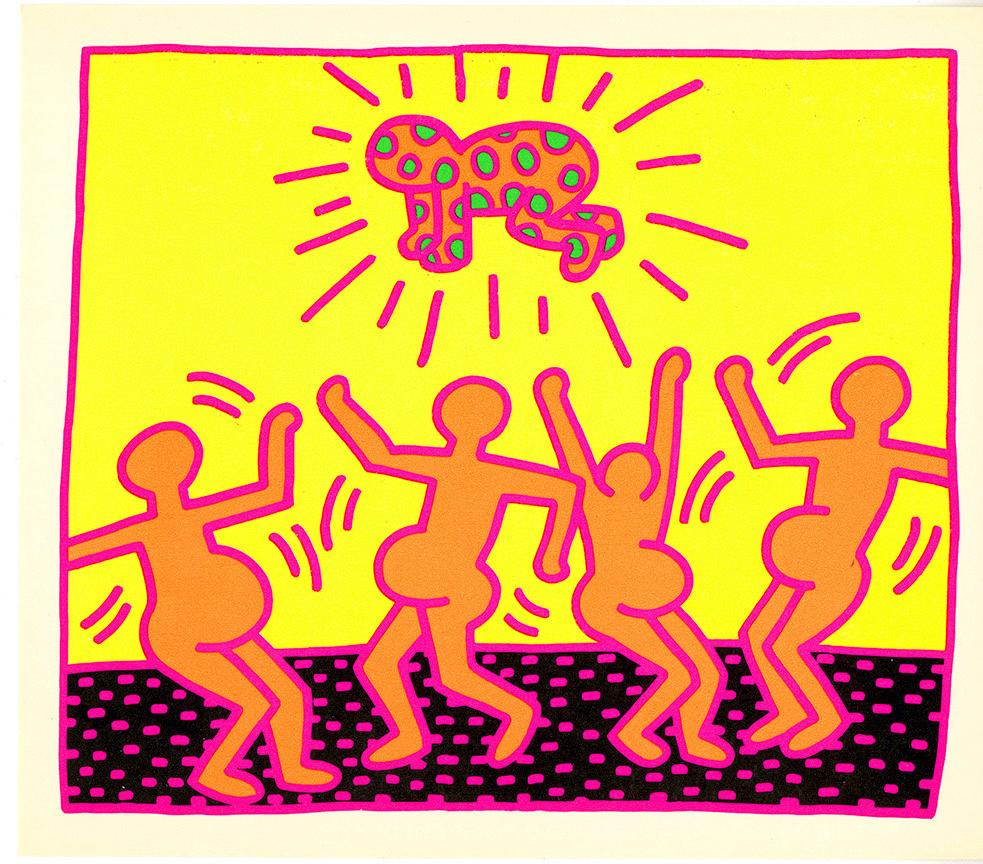 Keith Haring Fertility: set of 5 announcements 1983 (Keith Haring Tony Shafrazi) For Sale 3