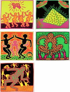Keith Haring Fertility : ensemble de 5 announcements 1983 (Keith Haring Tony Shafrazi)