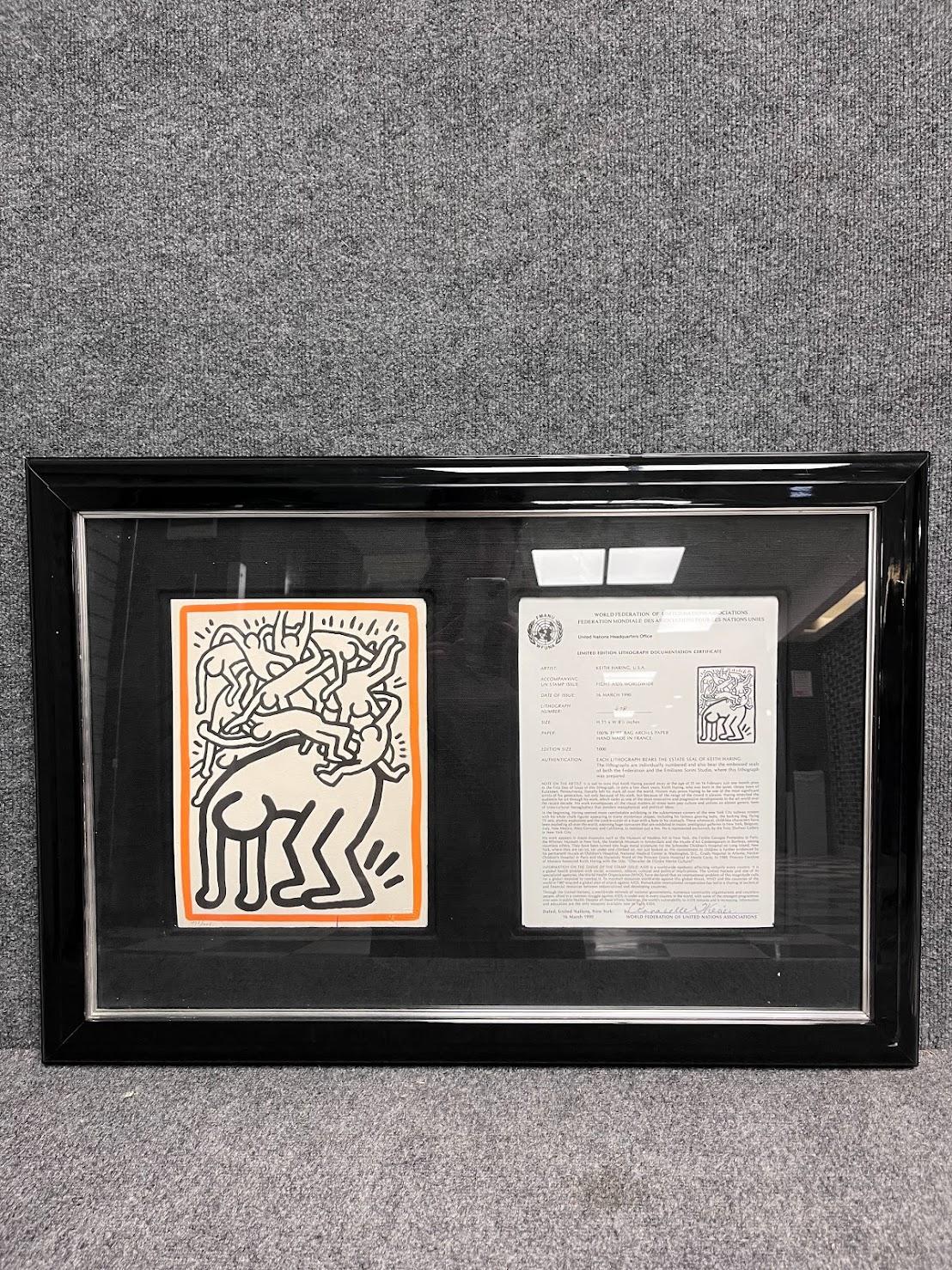 Keith Haring,  Fight AIDS Worldwide, Lithograph 1990 2