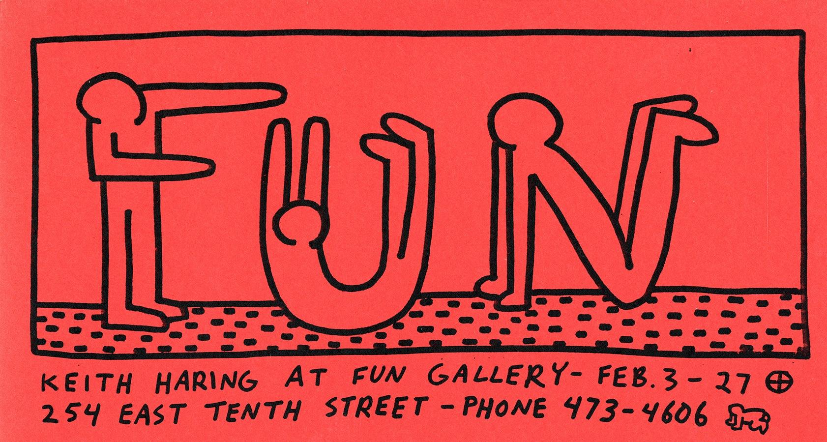 Die Keith Haring Fun Gallery 1983 (announcements Set von 2) im Angebot 3