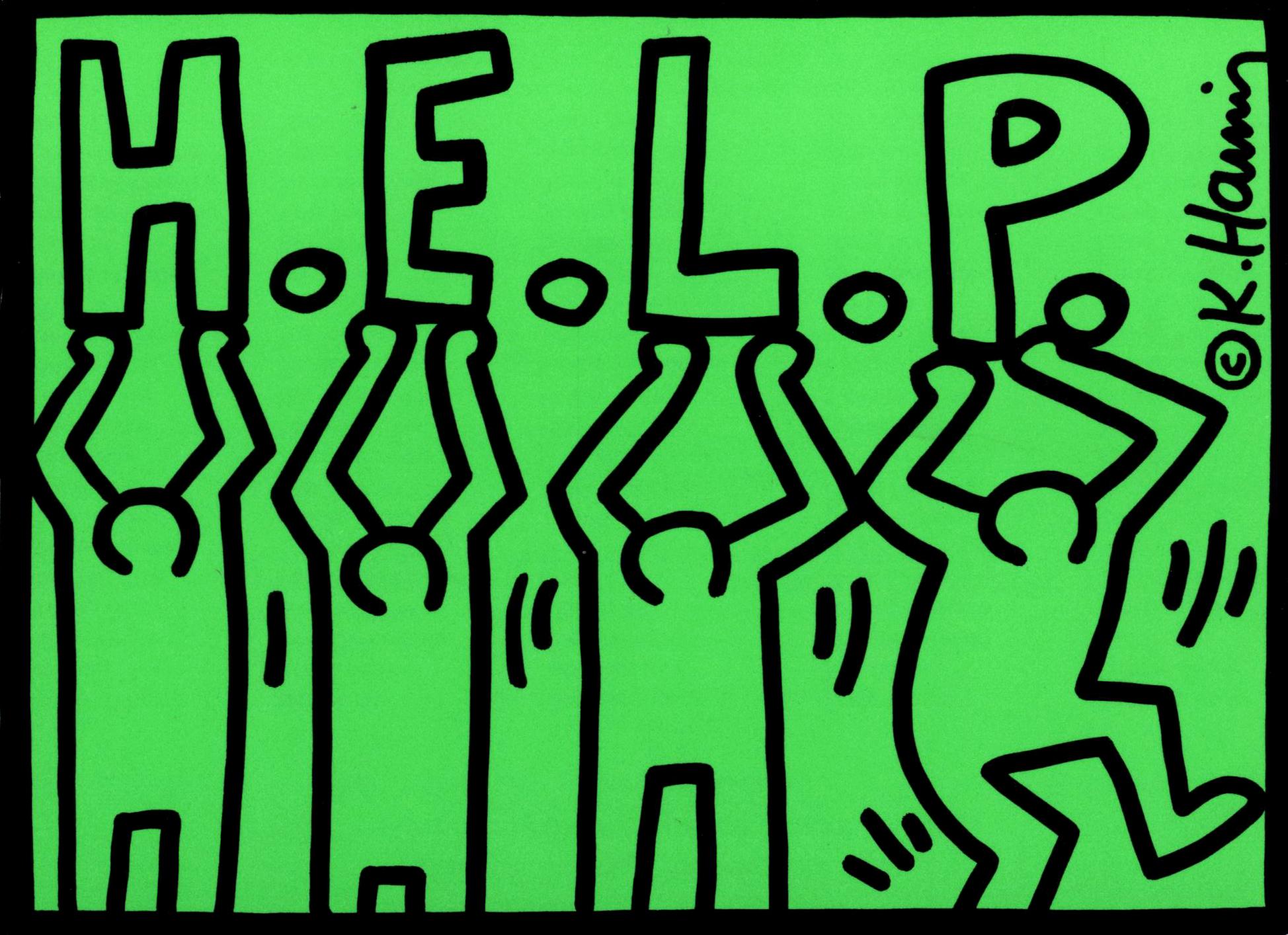 Keith Haring aide les sans-abri 1989 (annonce de Keith Haring 1989) en vente 1