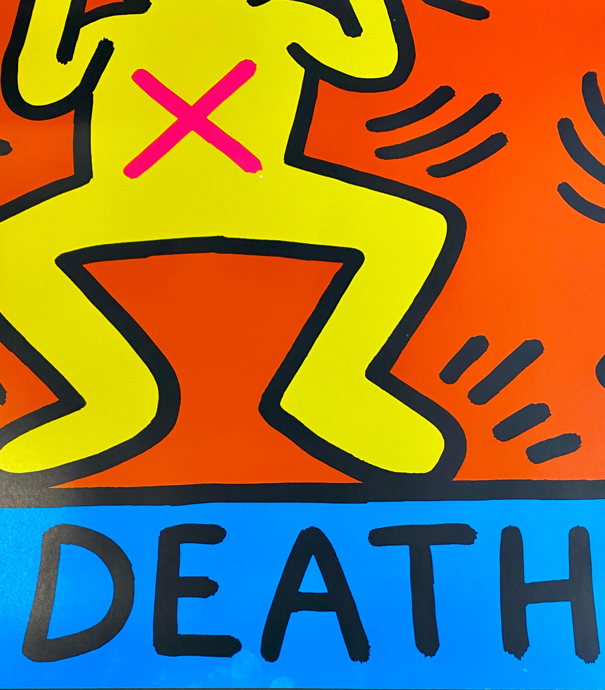 1989 Keith Haring, Ignorance = Fear Silence = Death poster 
On behalf of the New York-based AIDS activist group AIDS Coalition to Unleash Power (ACT UP), Keith Haring designed and executed this poster in 1989 after the artist had been diagnosed the