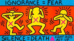 Used Keith Haring Ignorance = Fear, 1989 (Keith Haring Act Up poster)