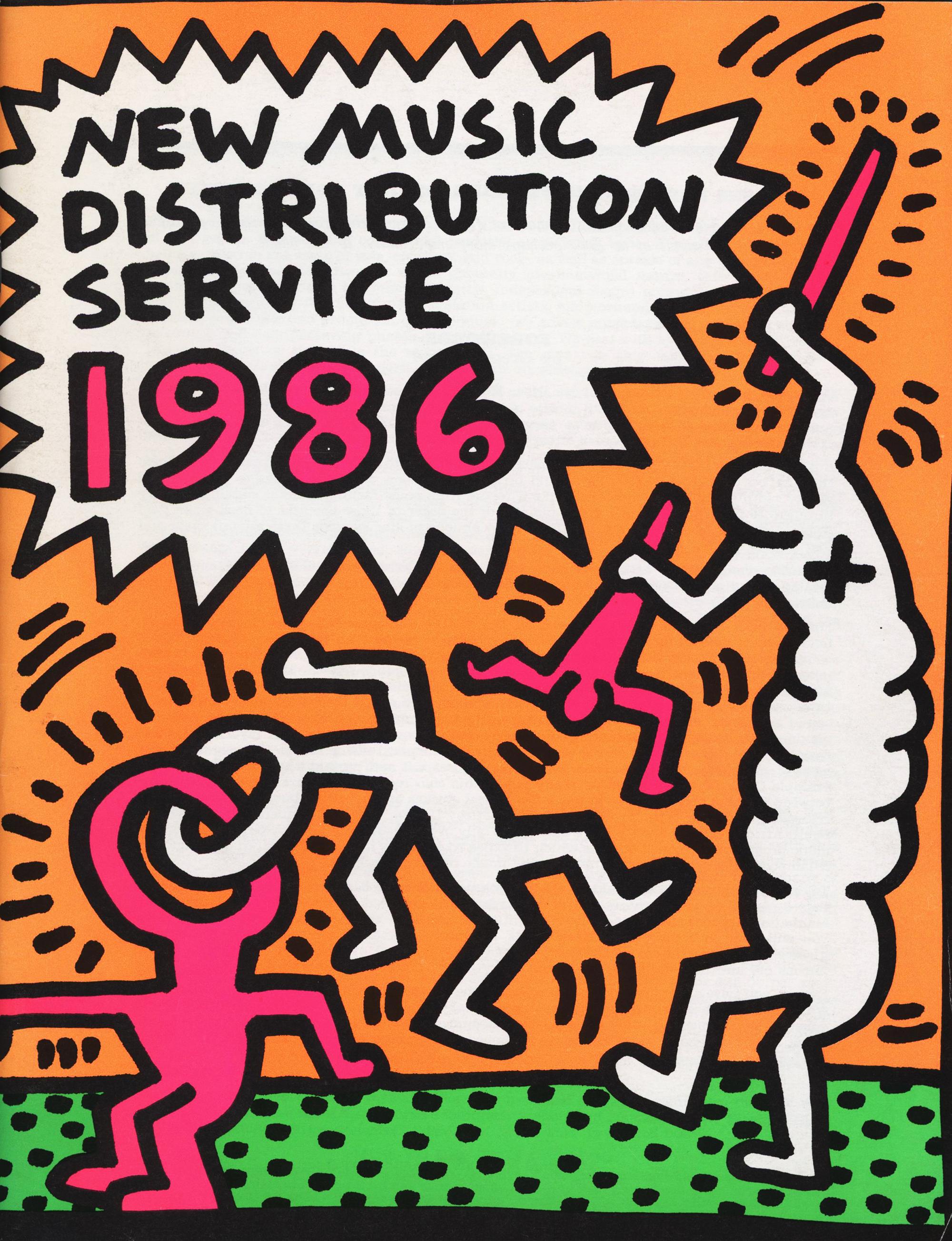 Keith Haring illustated New Music Distribution Service 1986