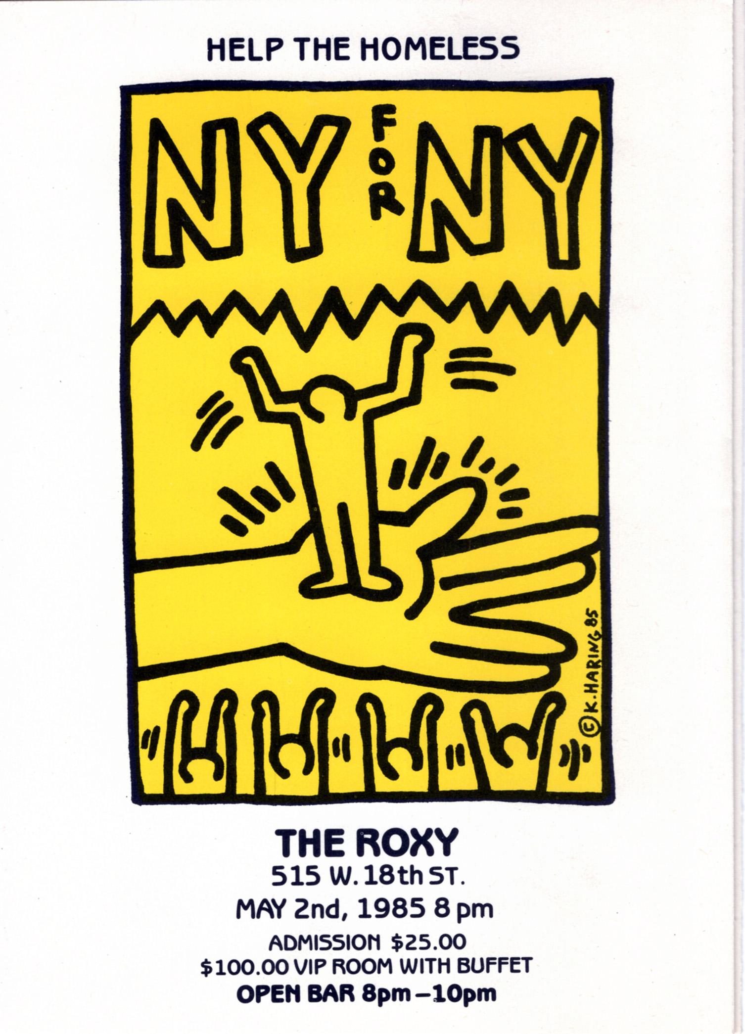 Keith Haring Help the Homeless 1985 (Keith Haring 1985 announcement) For Sale 1