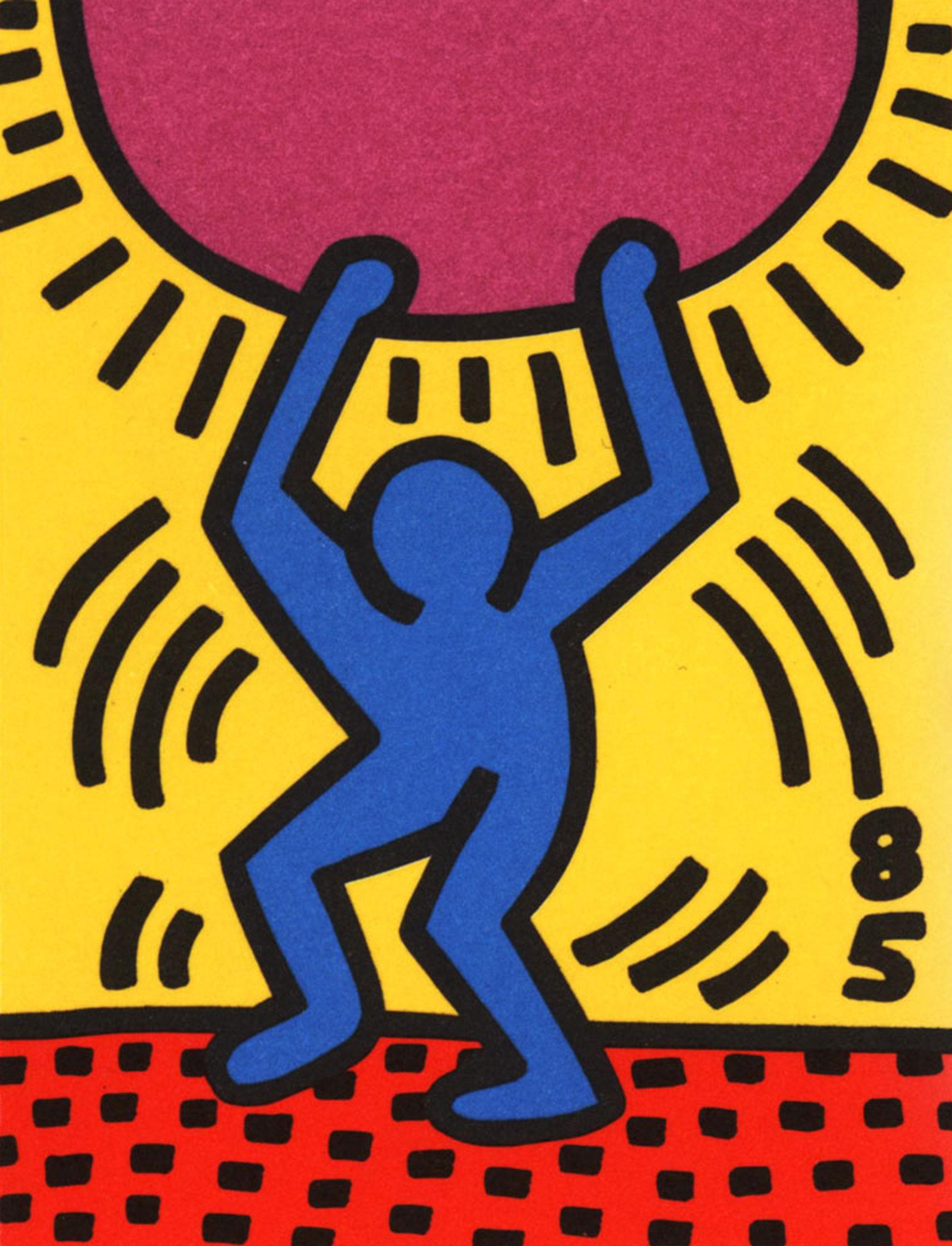 Courrier signé Keith Haring pour la Journée internationale de la jeunesse 1985 :
La "Journée internationale de la jeunesse" est une cause de droits de l'homme créée par la Fédération mondiale des Nations unies / World Annee Internationale de la