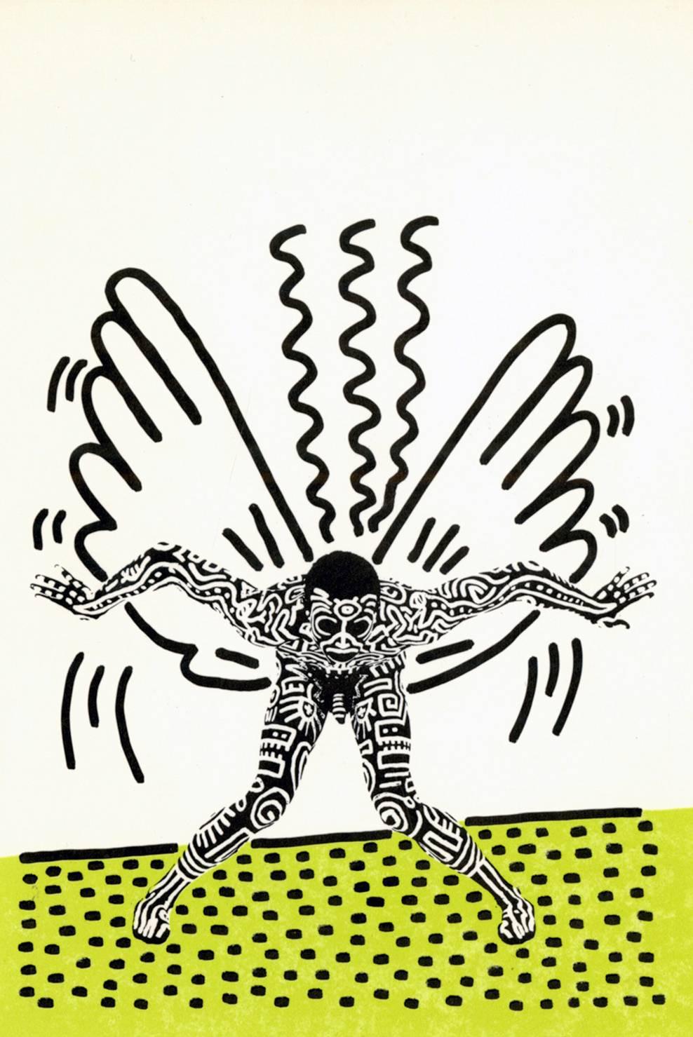 Keith Haring Painted Man'/Keith Haring Into 84 : 
Ensemble de deux cartons d'annonce pour l'exposition bien documentée de Keith Haring, 