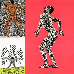 Keith Haring Into 84 (set de 3 announcements de Haring Shafrazi) 