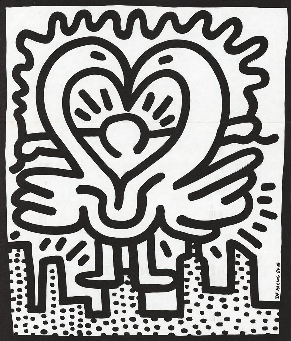 Keith Haring ‘Kutztown Connection’ 1984:
This rare vintage 1980s Keith Haring poster was illustrated by Keith in conjunction with the Benefit Performances for the New Arts Program of Kutztown; September 1984 at Symphony Space in New York City.