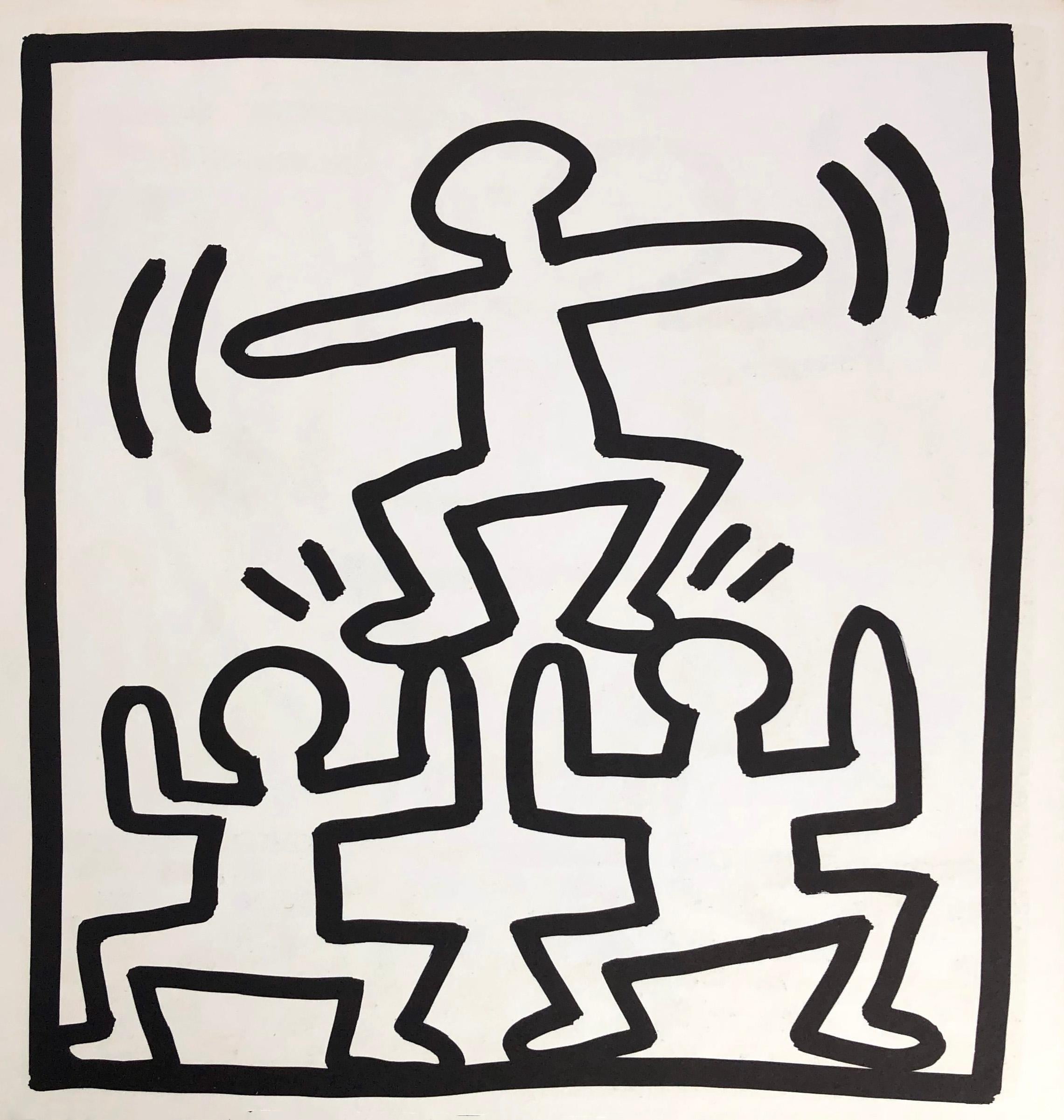 Keith Haring Lithograph 1982
Double-sided offset lithograph published by Tony Shafrazi Gallery, New York, 1982 from an edition of 2000. 

Single sheet lithograph from the seminal spiral bound, early monograph showcasing Haring's work. 9 x 9