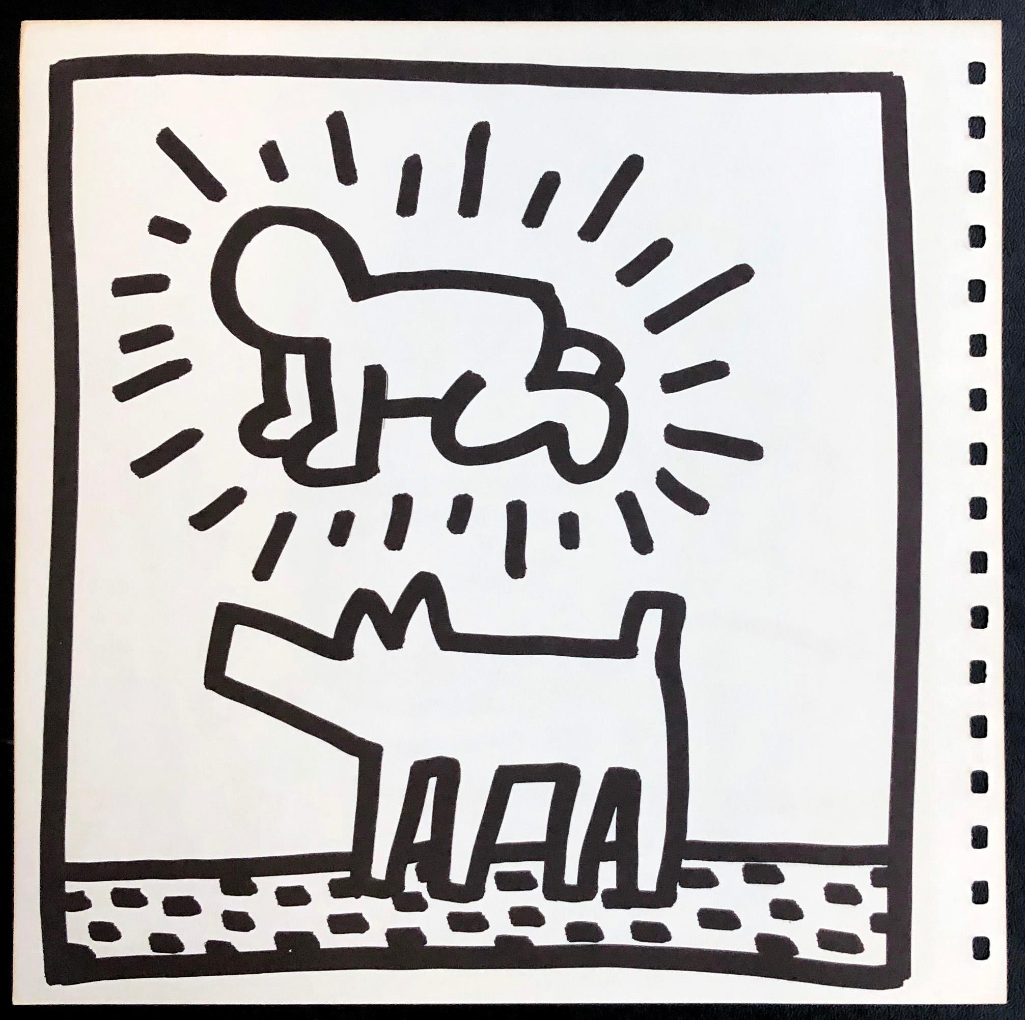 Keith Haring Tony Shafrazi Lithograph 1982
Double-sided offset lithograph published by Tony Shafrazi Gallery, New York, 1982 from an edition of 2000. 

Single sheet lithograph from the seminal spiral bound, early monograph showcasing Haring's work.