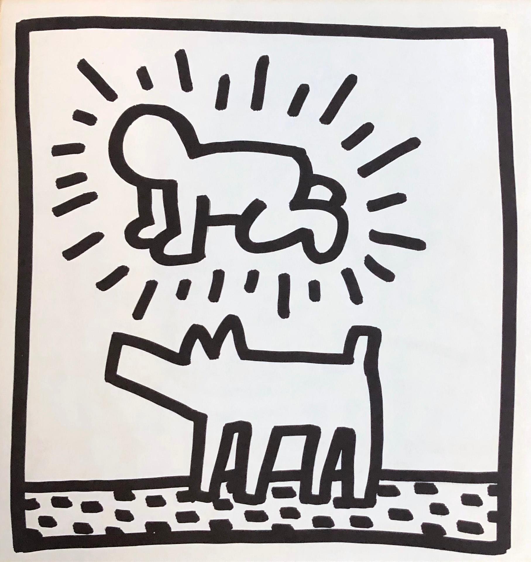 Keith Haring Tony Shafrazi Lithograph 1982
Double-sided offset lithograph published by Tony Shafrazi Gallery, New York, 1982 from an edition of 2000. 

Single sheet lithograph from the seminal spiral bound, early monograph showcasing Haring's work.