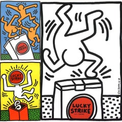 Keith Haring Lucky Strike 1987 : ensemble de 3 œuvres (impressions de Keith Haring) 