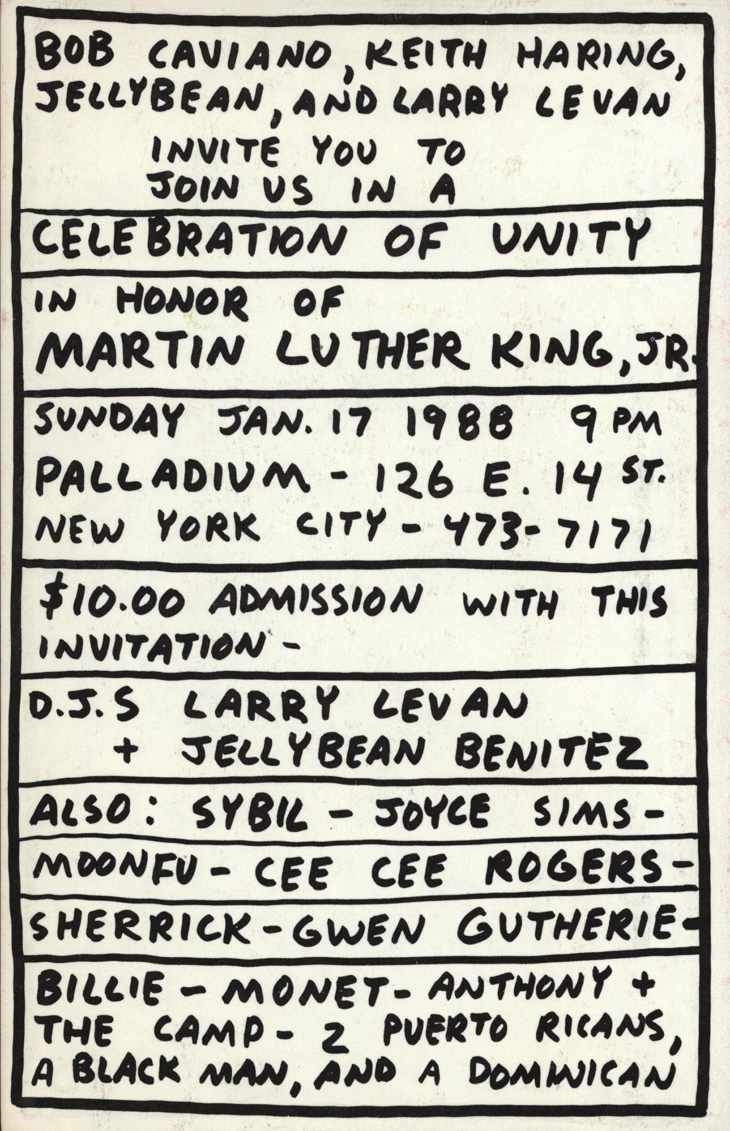 Keith Haring Feier zum Martin Luther King Day 1988 (Ankündigung) im Angebot 2