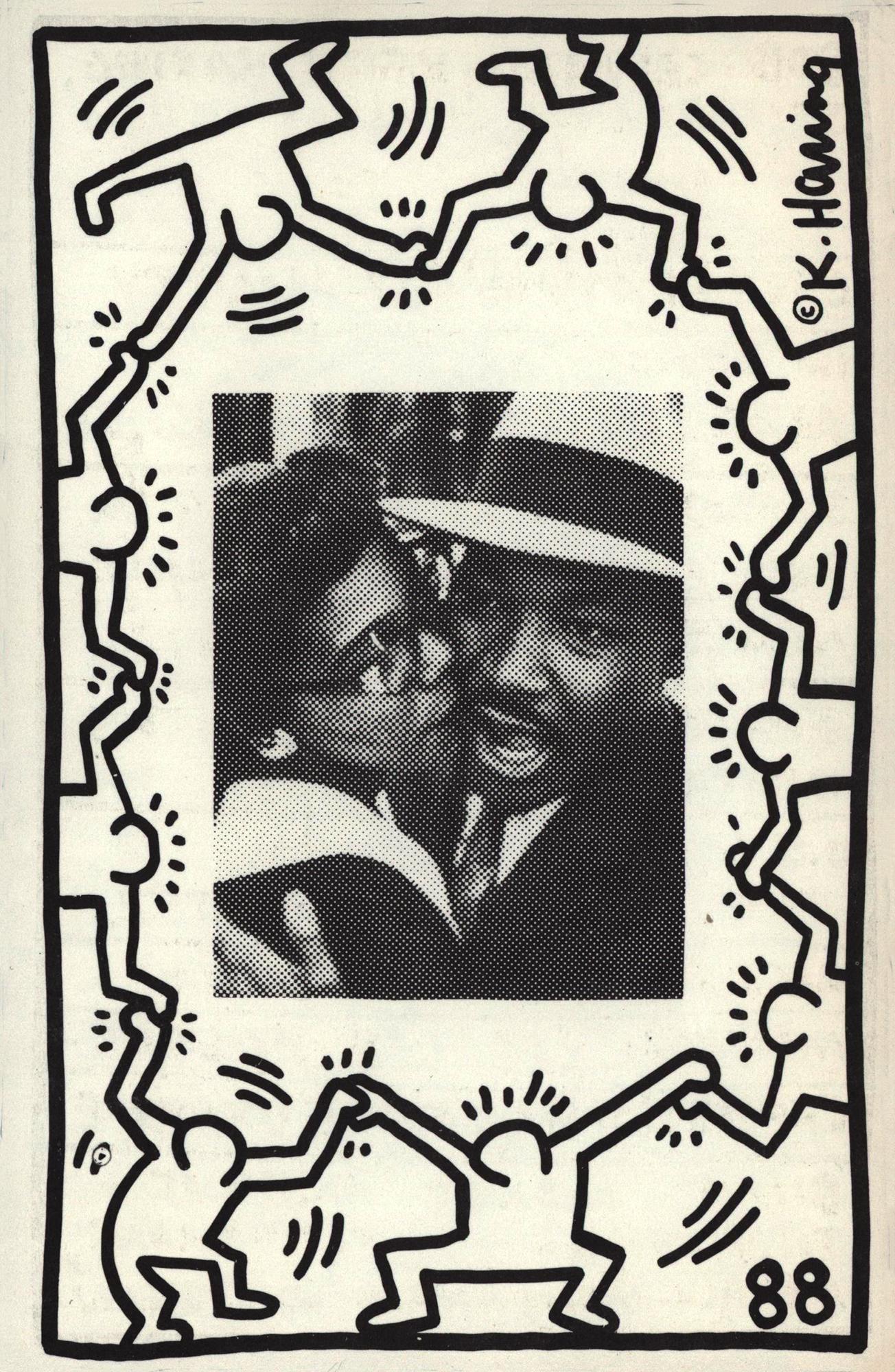 Keith Haring Feier zum Martin Luther King Day 1988:

1988, 20 Jahre nach dem Tod von Martin Luther King JR., illustrierte Keith Haring diese äußerst seltene Einladung zur Feier einer Veranstaltung, die der Künstler im The Palladium ausrichtete.