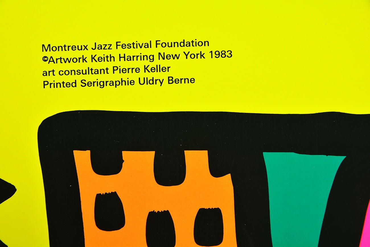 KEITH HARING - Montreux Jazz Festival, 1983 - Screen print - New York Pop Art - Orange Figurative Print by Keith Haring