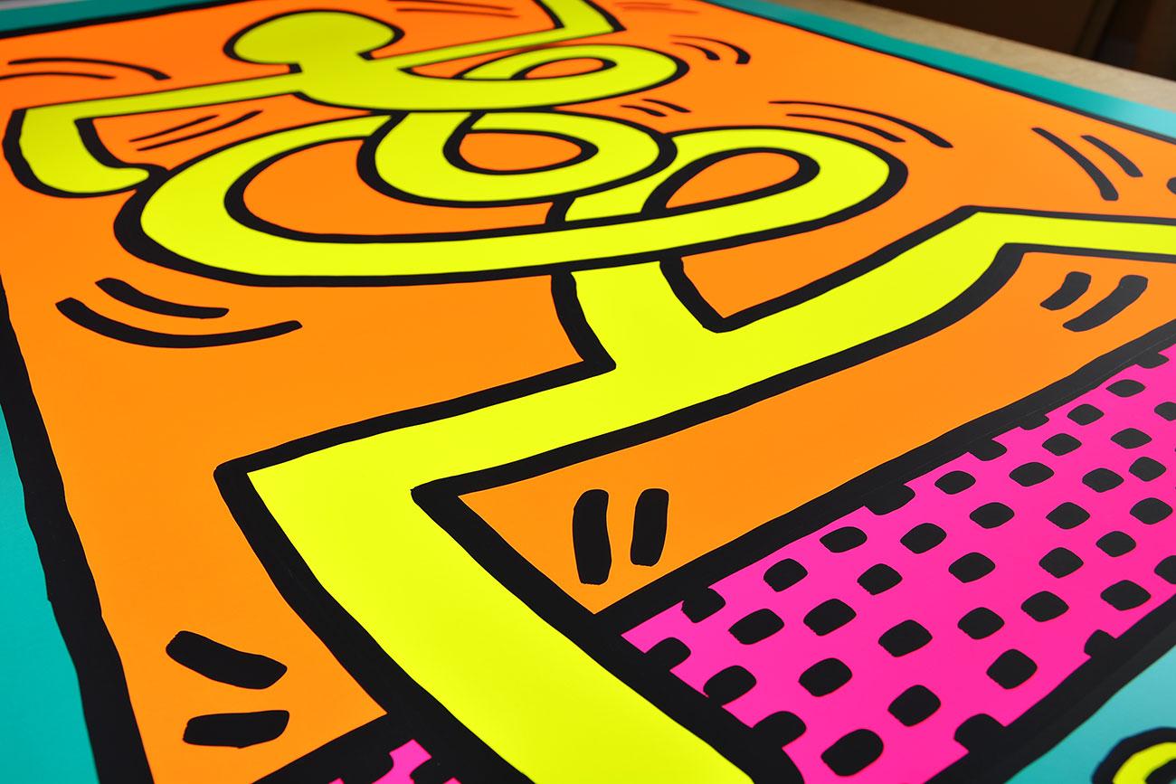 KEITH HARING - Montreux Jazz Festival, 1983 - Screen print - New York Pop Art - Orange Figurative Print by Keith Haring