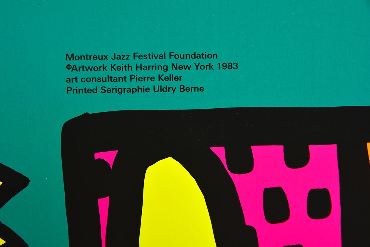 Keith Haring's
MONTREUX, 1983 (GREEN)

Date of creation: 1983
Medium: Screen print
Edition: Not numbered
Size: 100 x 70 cm

Observations:
5 color silkscreen on paper, printed by Serigraphie Uldry Bern, Switzerland.
Pioneer of the Street art, Keith