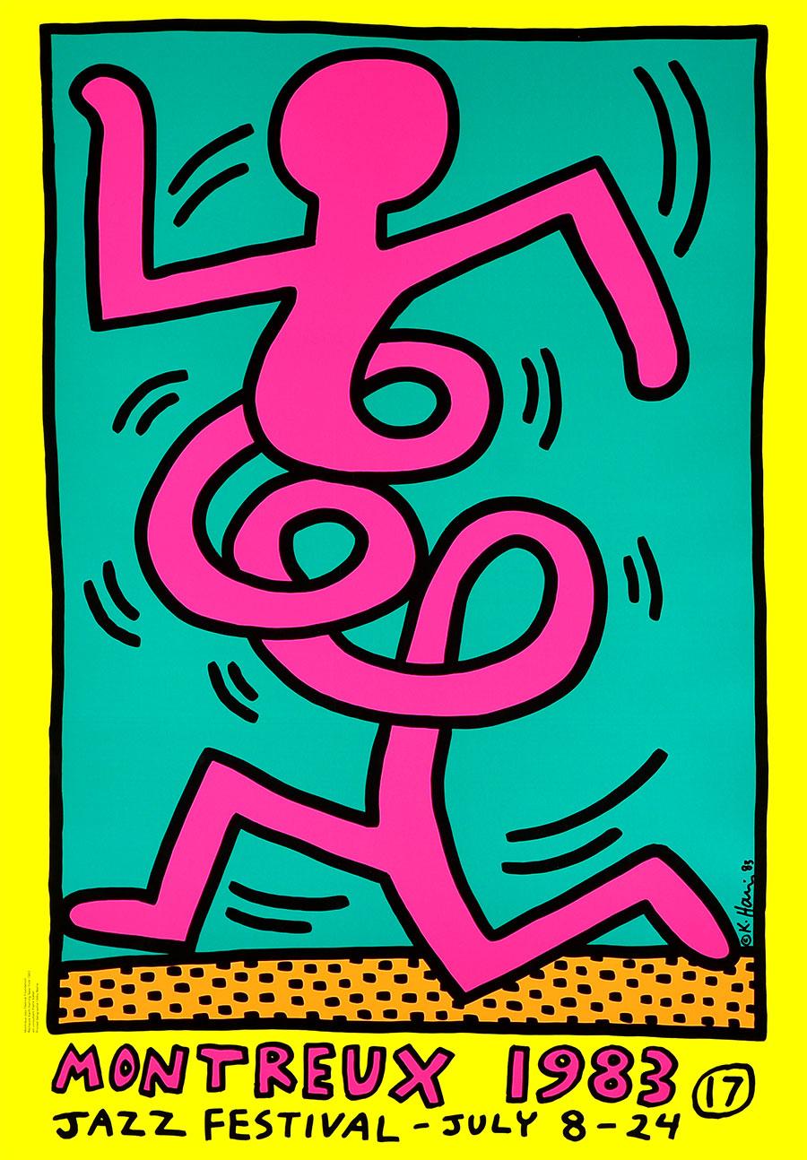 Keith Haring Figurative Print - KEITH HARING - Montreux Jazz Festival, 1983 - Screen print - New York Pop Art