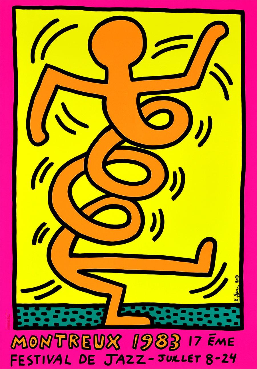 Keith Haring Figurative Print - KEITH HARING - Montreux Jazz Festival, 1983 - Screen print - New York Pop Art