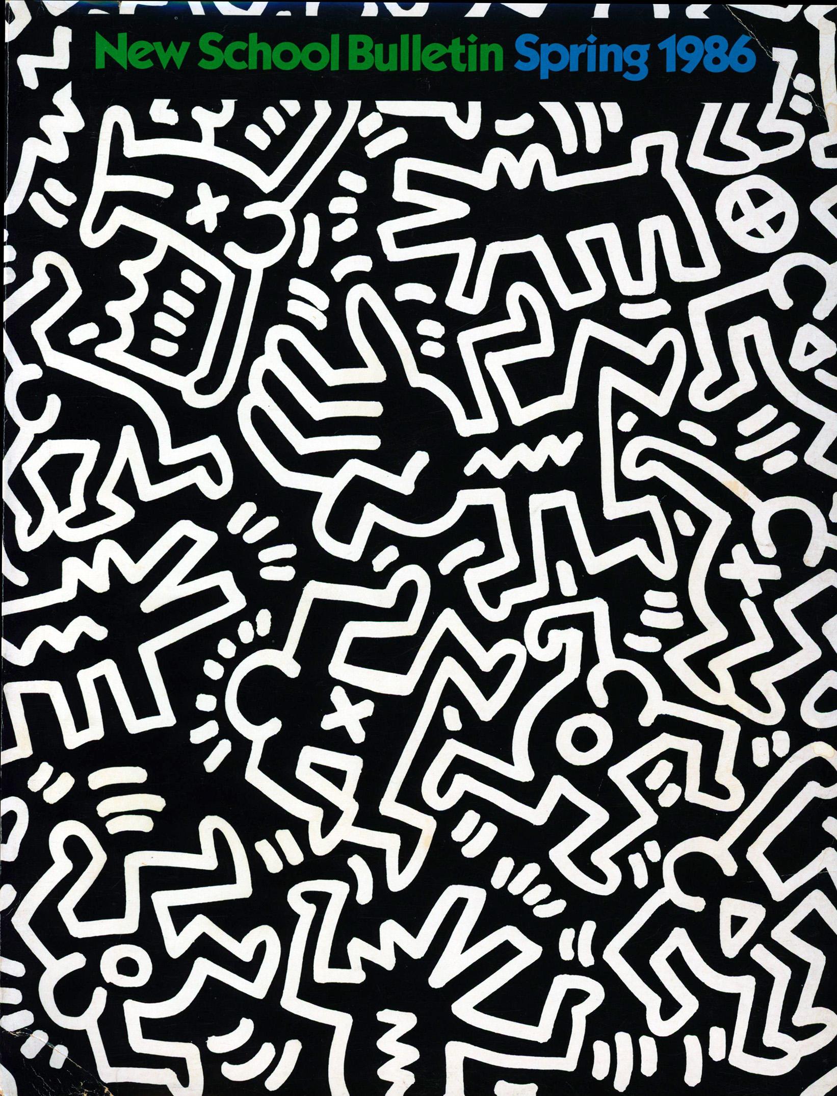 Keith Haring Illustration art 1986 :
Rare catalogue universitaire de la New School des années 1980 illustré par Keith Haring, avec une couverture recto-verso de Haring et une signature imprimée. Assez rare, surtout en bon état comme présenté