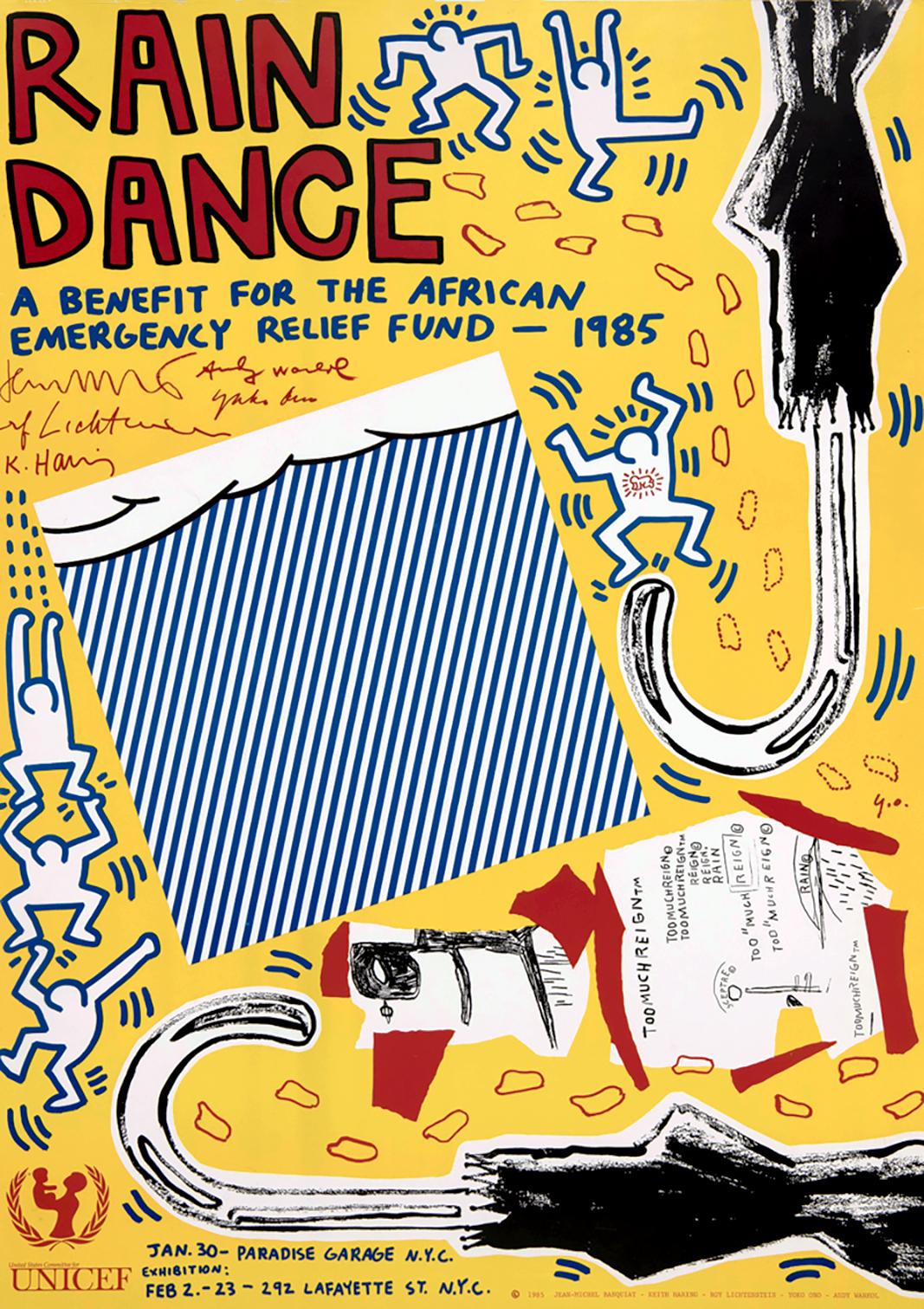 Keith Haring Rain Dance 1985 (Keith Haring UNICEF benefit poster)