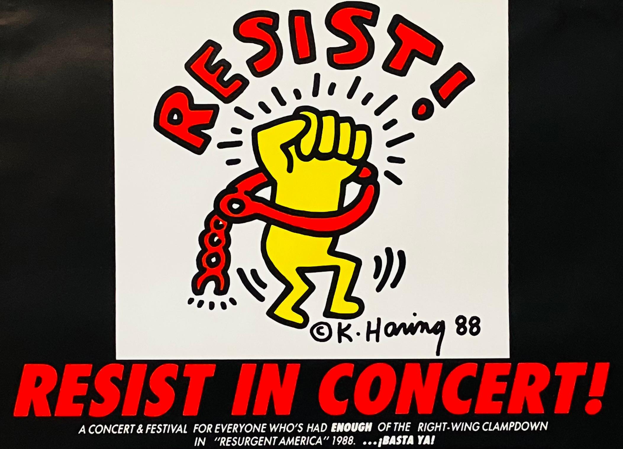 Poster Keith Haring Resist in Concert! von 1988 (Keith Haring Aktivist) im Angebot 4