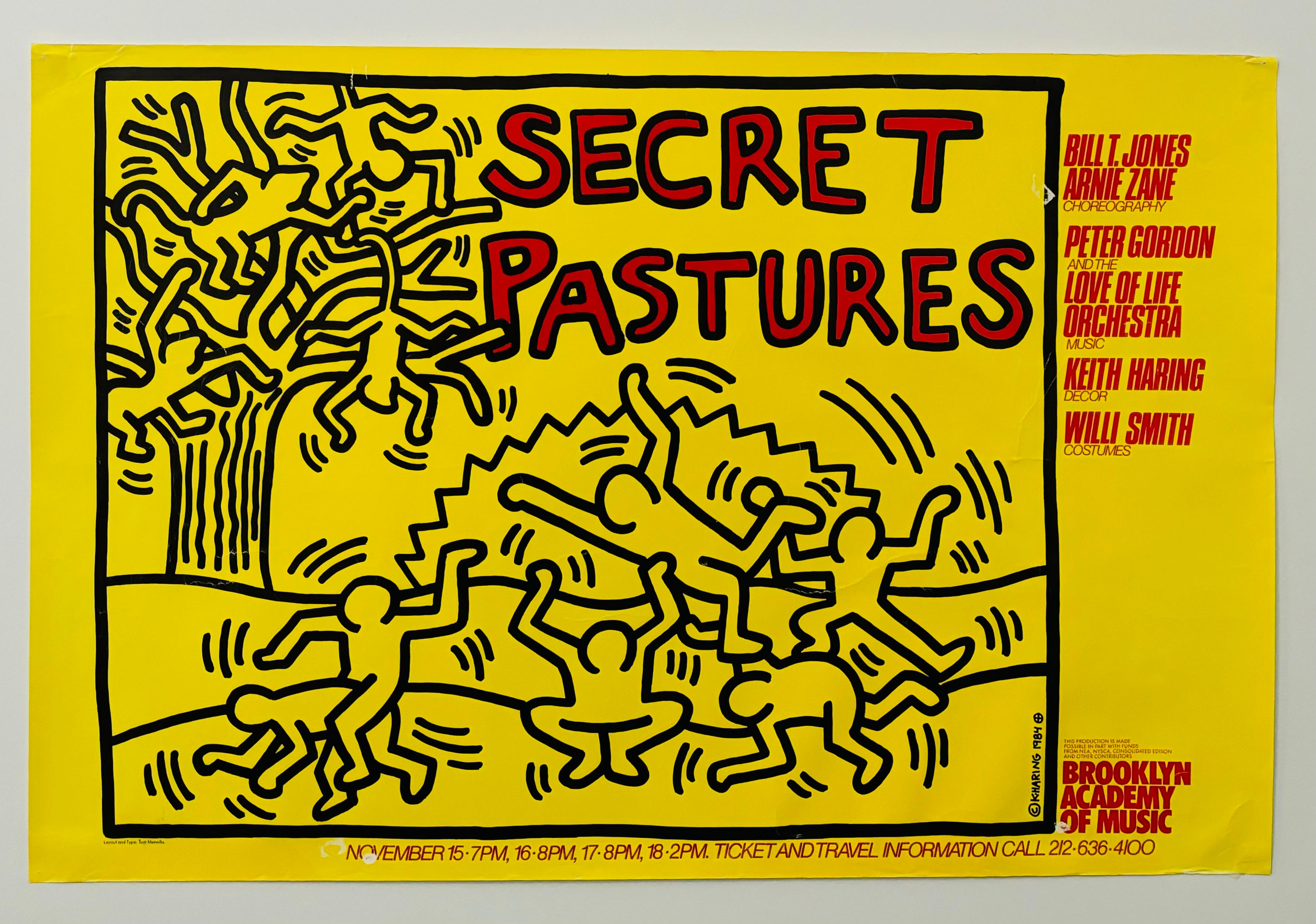Keith Haring Secret Pastures 1984 poster For Sale 1