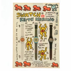Retro Keith Haring Signed Advertisement for Swatch Watch