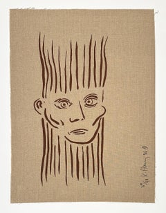 Keith Haring Silkscreen, 1986, Hand Signed, Portrait of Joseph Beuys