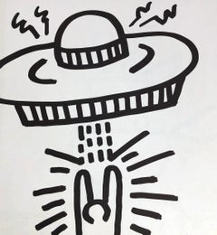 Keith Haring UFO-Lithographie 1982 (Keith Haring Laserstrahl-Raumschiff)