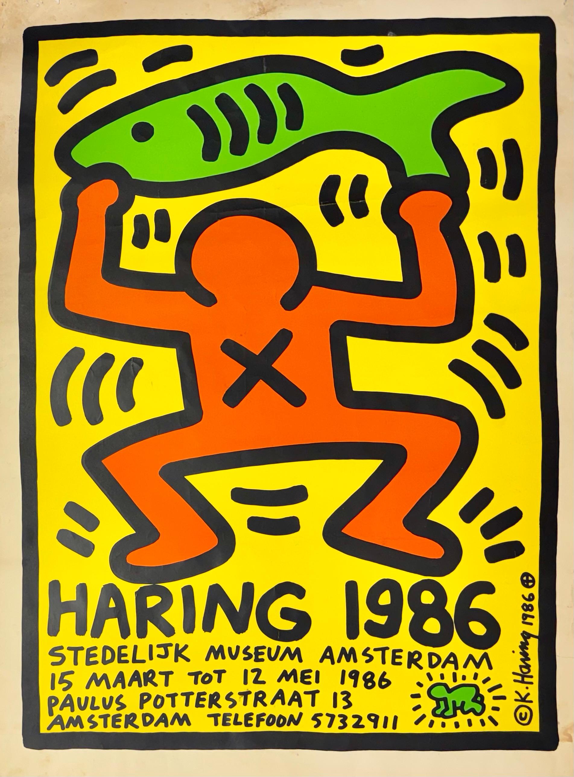 Keith Haring Stedelijk Museum 1986 (Cartel de Keith Haring del Museo Stedelijk 1986) en venta 4