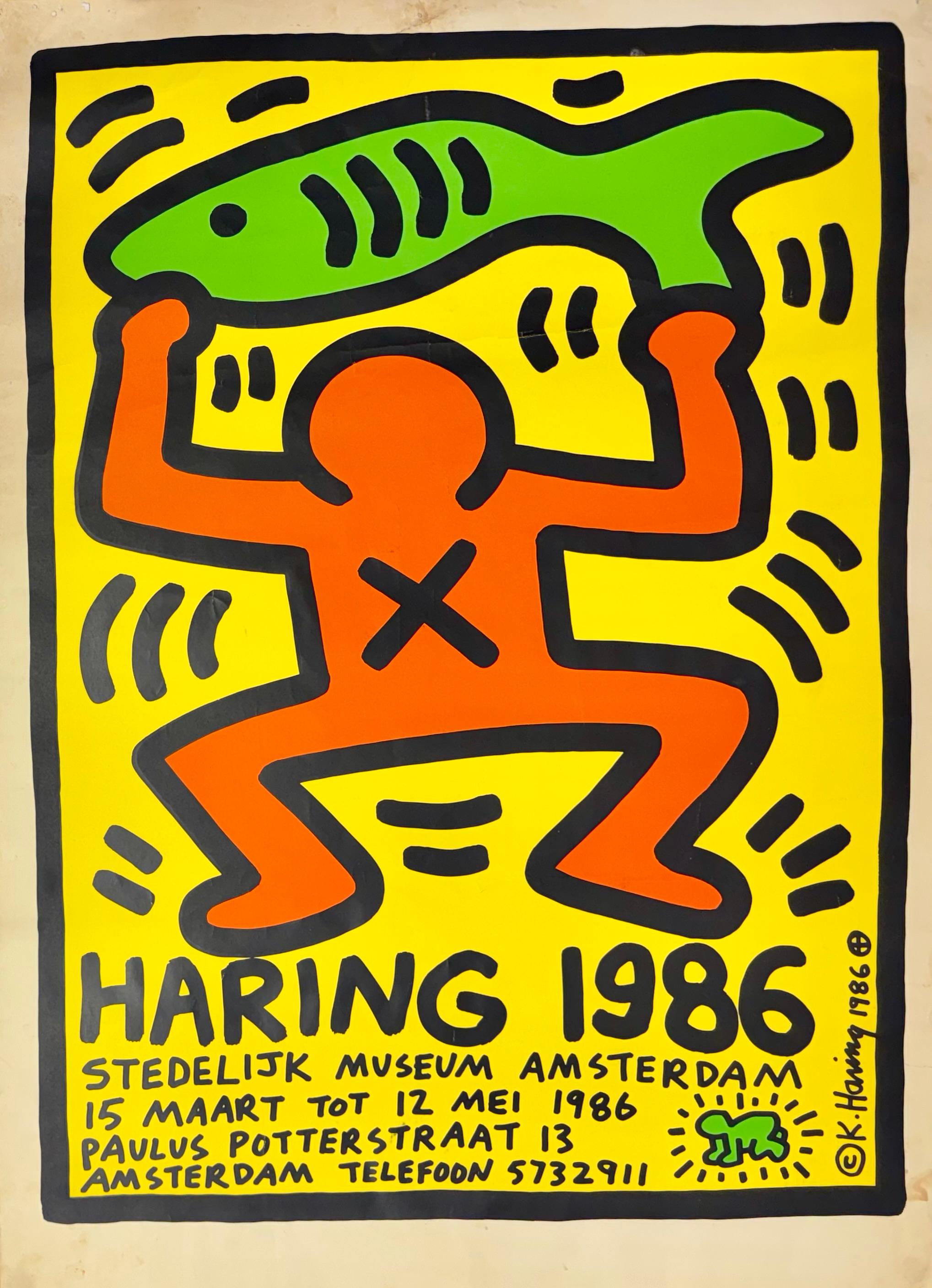 Keith Haring Museo Stedelijk 1986:
Raro cartel original serigrafiado de la exposición de Keith Haring en el Museo Stedelijk, 1986. Diseñado e ilustrado por Haring con motivo de: Keith Haring en el Museo Stedelijk de Ámsterdam (Países Bajos), del 15