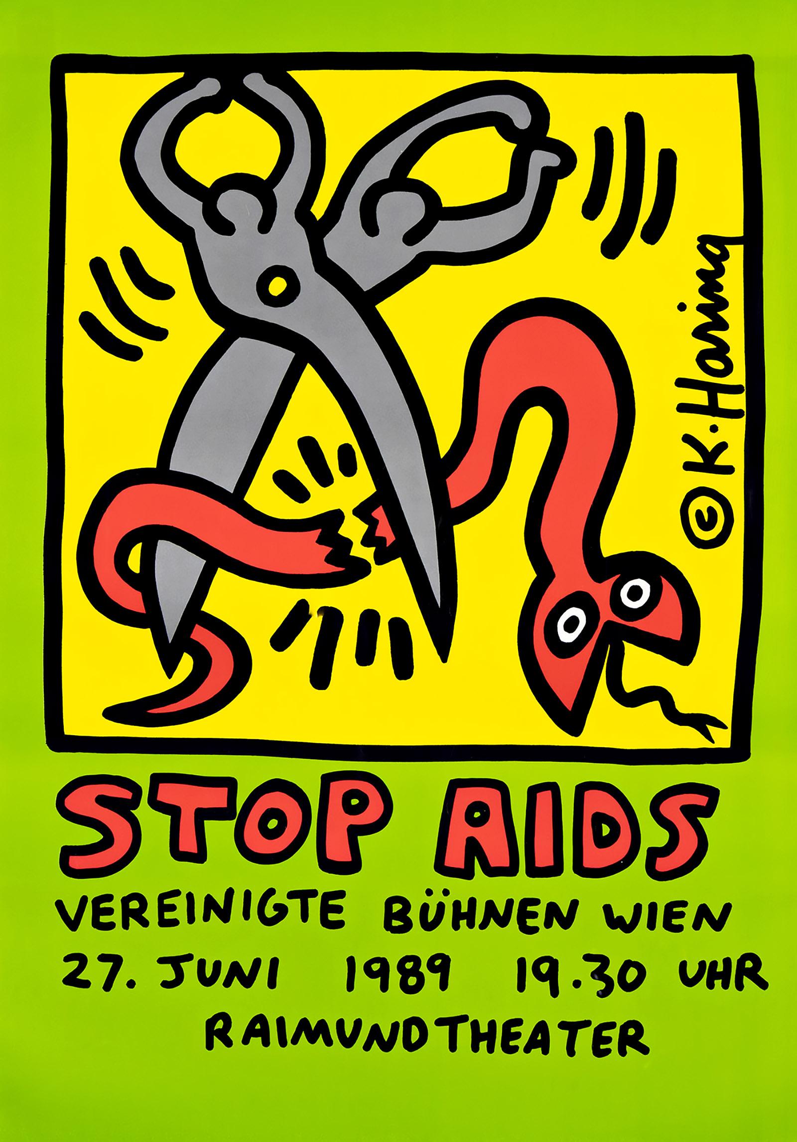Keith Haring Stop Aids poster 1989  (Keith Haring activist poster) 2