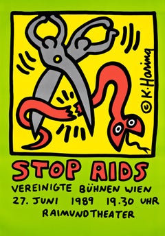 Vintage Keith Haring Stop Aids poster 1989  (Keith Haring activist poster)