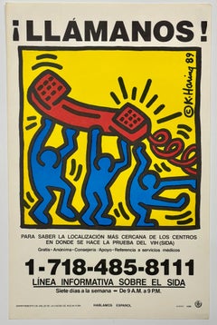 Keith Haring Talk To Us! 1989 set of 2 works (Keith Haring Aids hotline)