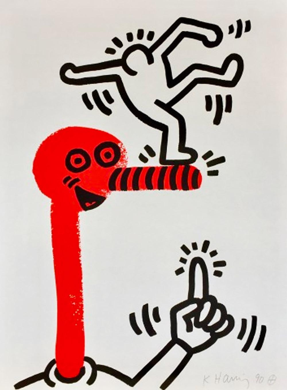 Keith Haring Interior Print - KEITH HARING 'THE STORY OF RED AND BLUE - 1', 1989, SIGNED & NUMBERED
