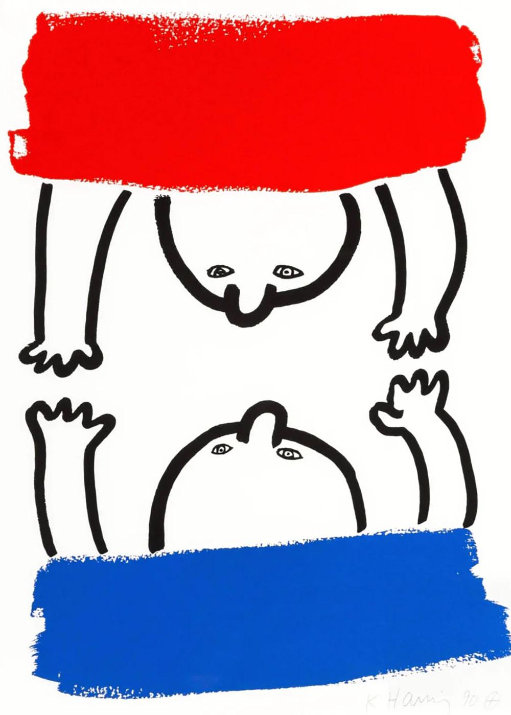 Keith Haring Interior Print - KEITH HARING 'THE STORY OF RED AND BLUE - XVI', 1989, SIGNED & NUMBERED