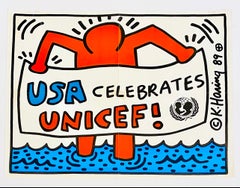 Keith Haring 1989 UNICEF poster (vintage 1980s Keith Haring poster)