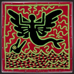 Keith Haring, Sin título, 1982 (sirena con delfín) (Enmarcado) 