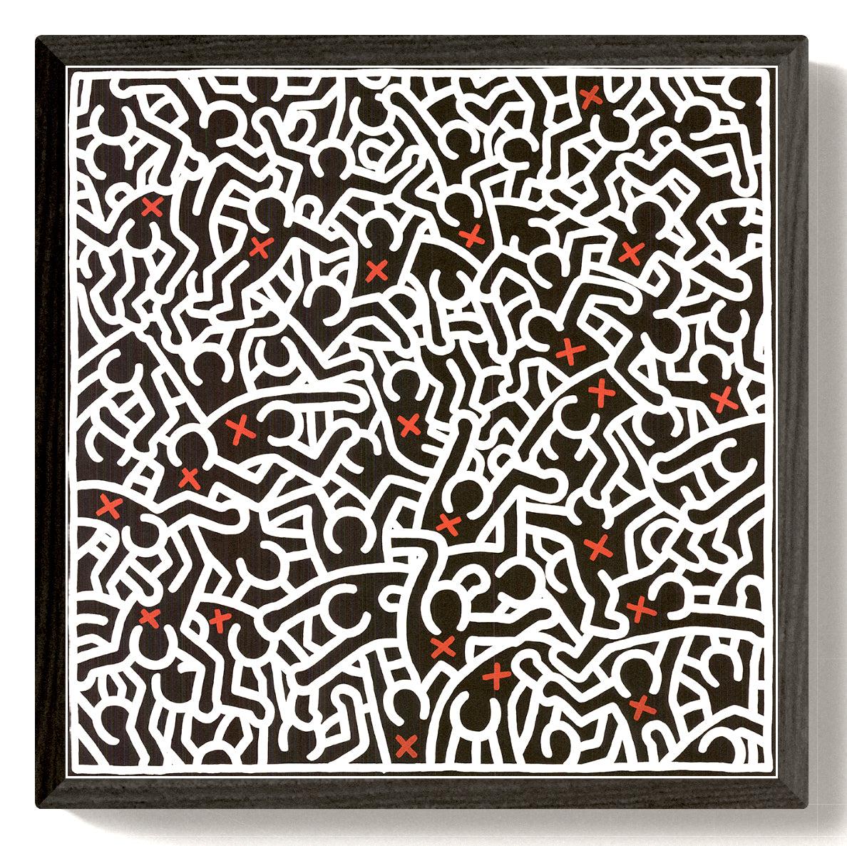 Untitled, 1985, published by te Neues Verlag, Germany, is framed in a sleek black wood frame with a 1.125-inch front profile and 0.75-inch side profile, adding bold, contemporary appeal. The dimensions are approximately 18.75 x 18.75 x .75 inches,