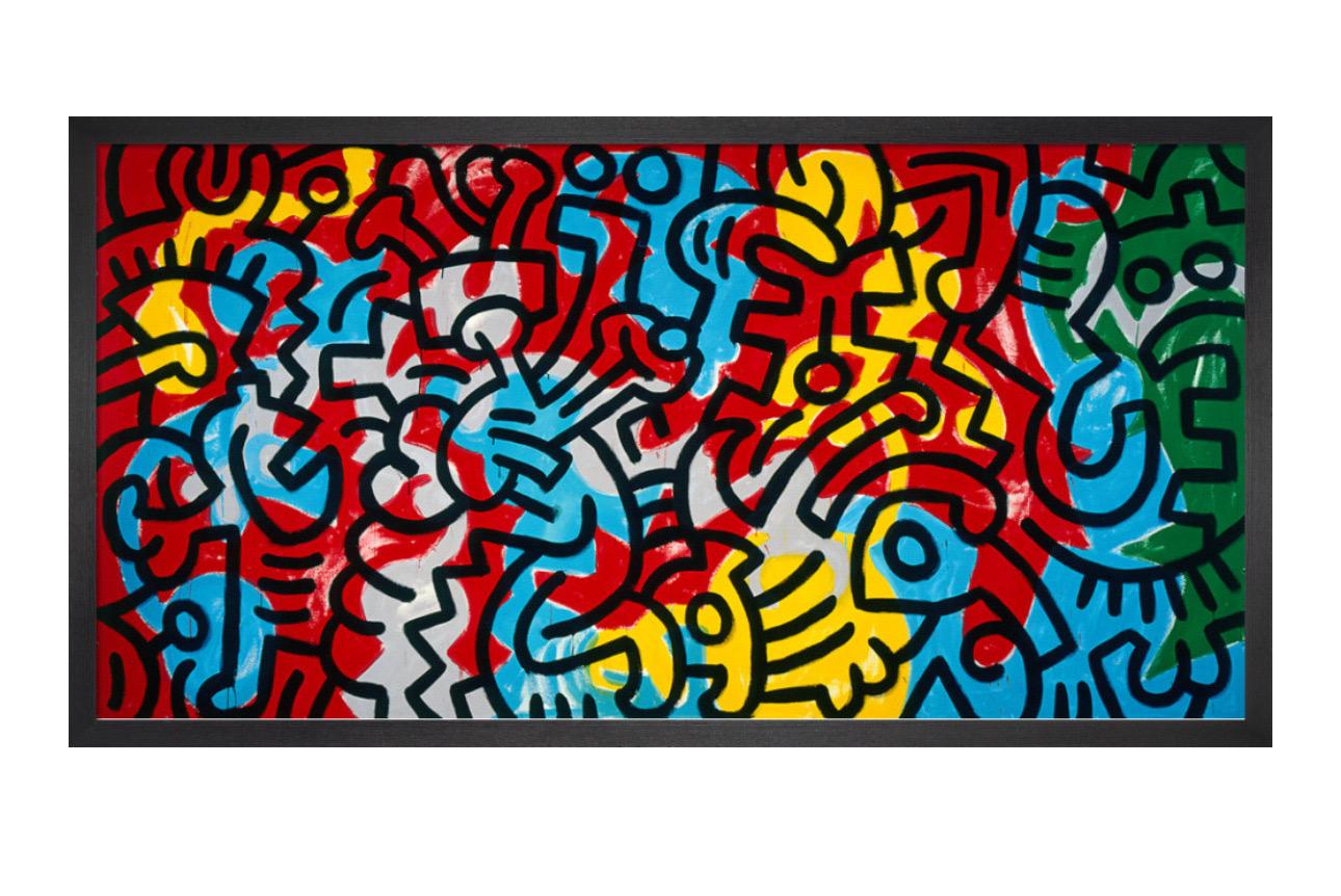 Keith Haring, Ohne Titel, 1985 (abstrakt) (gerahmt) 

42 x 82cm 

Giclée-Druck auf mattem 250-Gramm-Digitalpapier aus säure- und chlorfreiem Zellstoff, hergestellt in Deutschland. Hergestellt auf einer Machinier-Maschine, einem Verfahren, das von