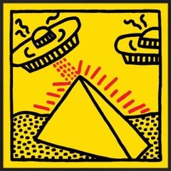 Keith Haring, Senza titolo, 1987 (Piramide con UFO) (incorniciato)