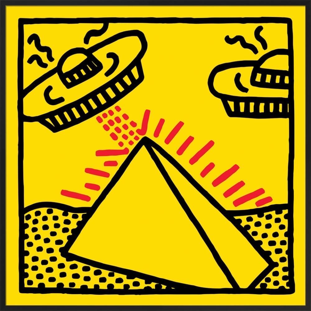 Keith Haring, Untitled, 1987 (Pyramid With UFOs )(Framed)

Matt 250gsm conservation paper. A high quality paper made in Germany from acid and chlorine free wood pulp. The paper is manufactured on a Fourdrinier Machine, a process first perfected by