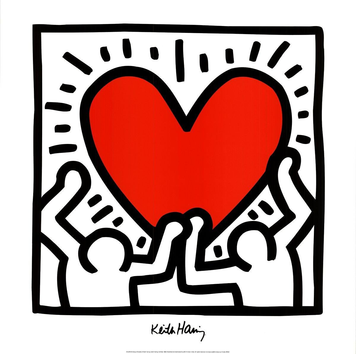 Paper Size: 27.5 x 27.5 inches ( 69.85 x 69.85 cm )
 Image Size: 24.25 x 24.25 inches ( 61.595 x 61.595 cm )
 Framed: No
 Condition: A: Mint
 
 Additional Details: Reproduction of Keith Haring's most popular works.
 
 Shipping and Handling: We ship