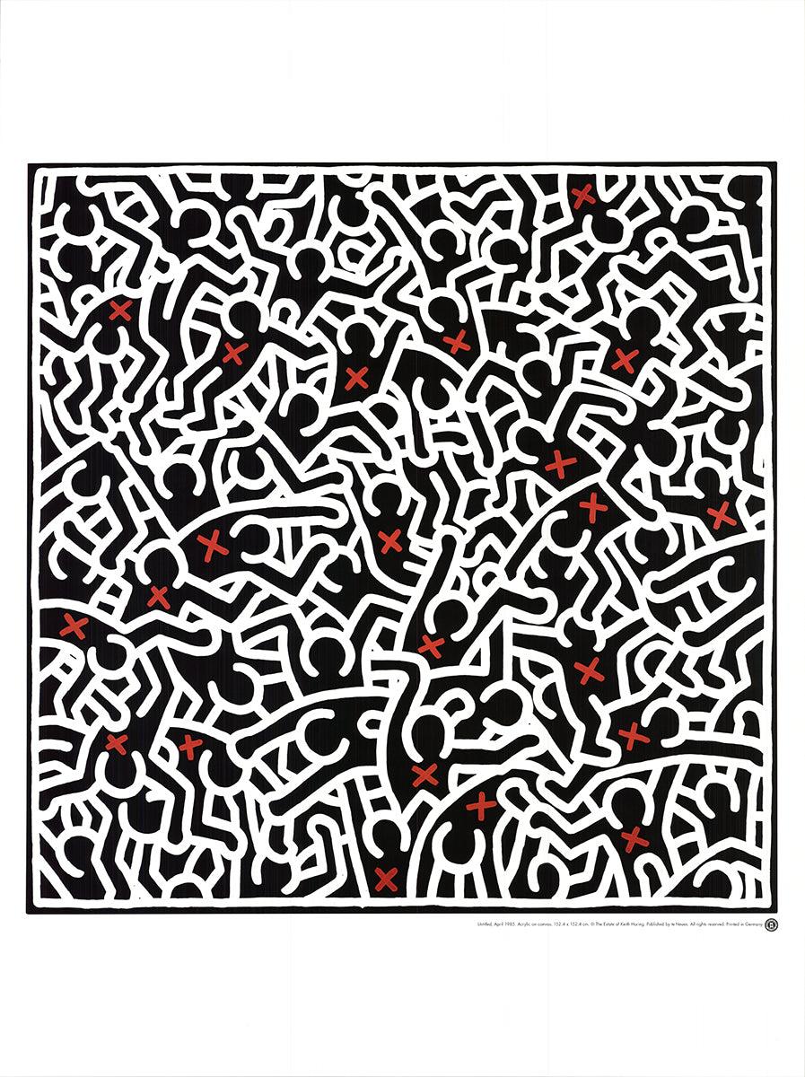 Keith Haring entschied sich häufig dafür, seine Werke nicht zu betiteln, eine Entscheidung, die mit seiner künstlerischen Philosophie und dem Kontext seines kreativen Prozesses übereinstimmt. Indem er die Werke ohne Titel ließ, lud Haring die