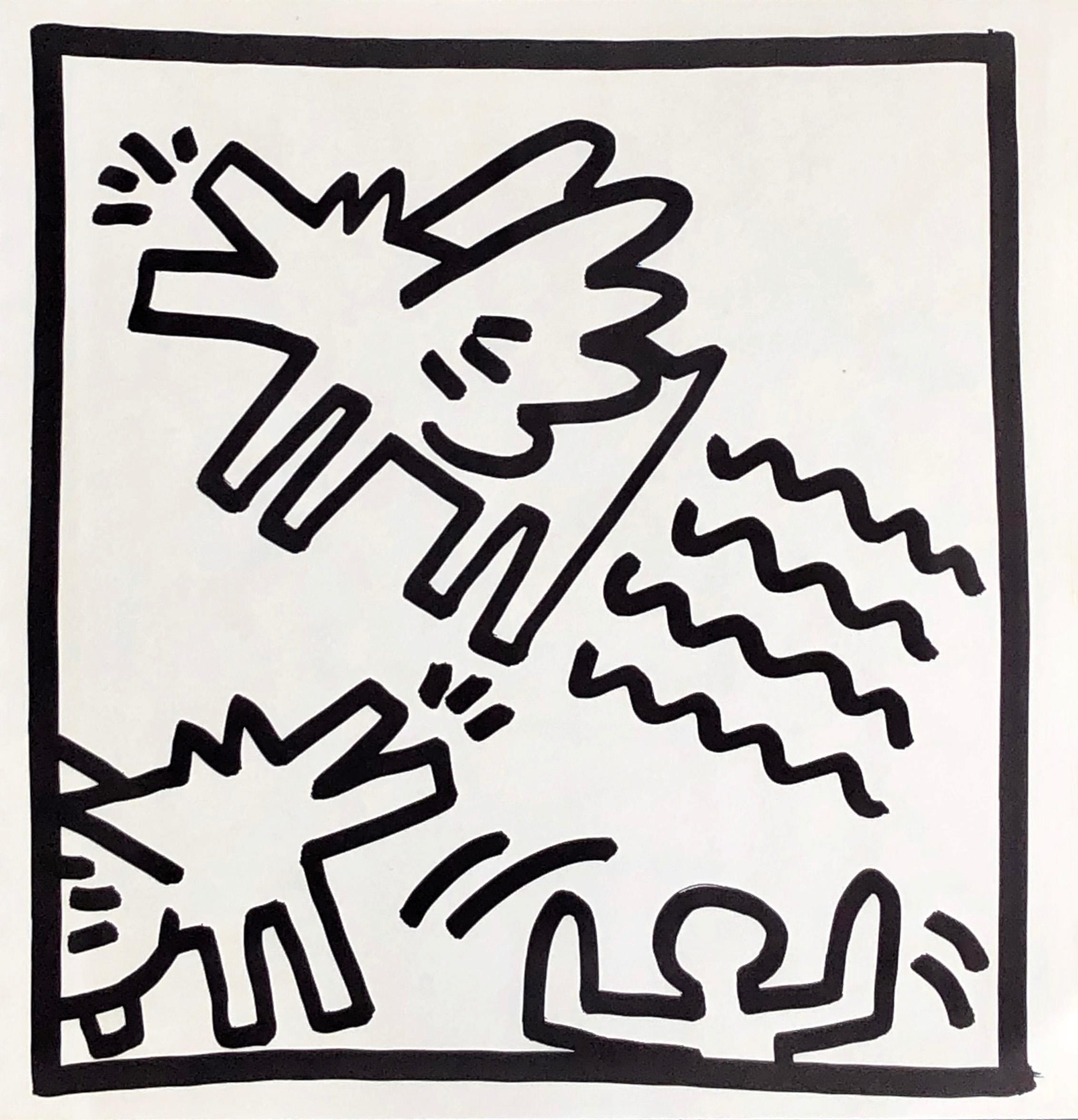 (after) Keith Haring Animal Print - Keith Haring (untitled) Flying Dogs lithograph 1982 (Keith Haring prints) 