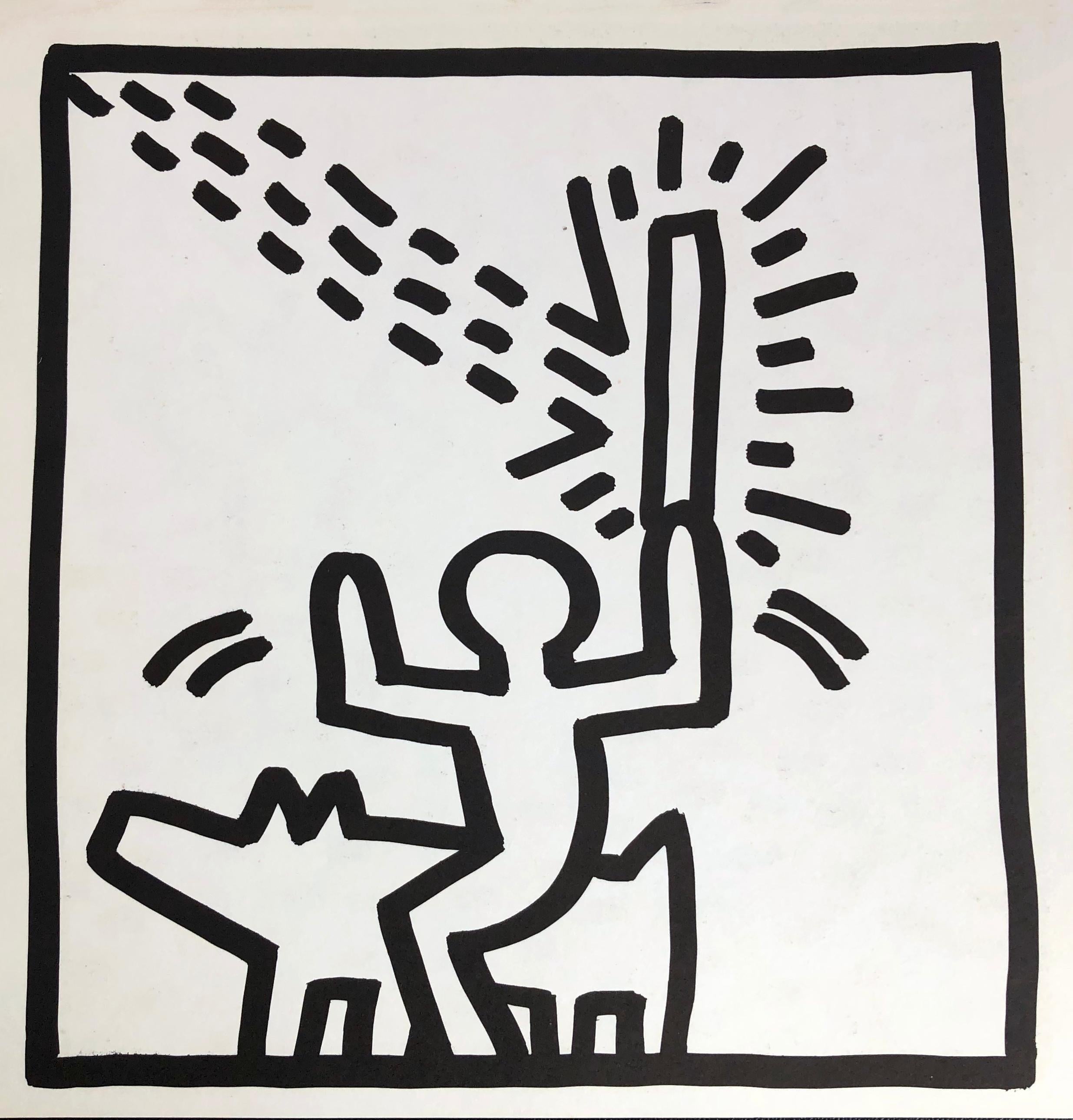 Keith Haring (untitled) Laser Beam lithograph 1982
Double-sided offset lithograph published by Tony Shafrazi Gallery, New York, 1982 from an edition of 2000. 

Single sheet lithograph from the seminal spiral bound, early monograph showcasing